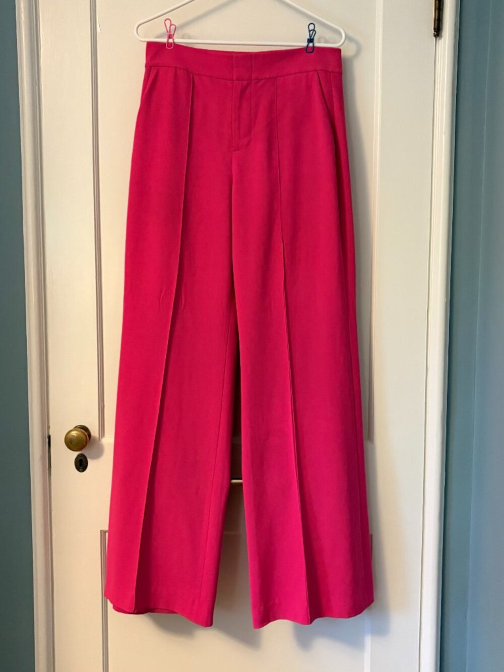 Alice + Olivia Pompey high waisted pleated pants wide leg hot pink size 10